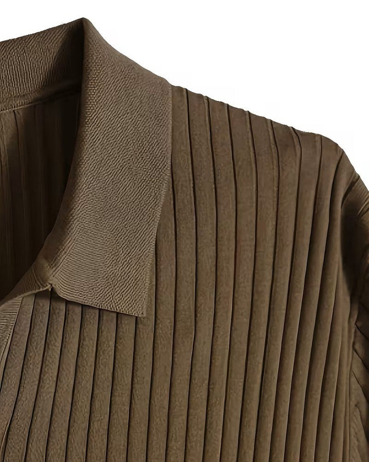Men's Striped Short Sleeve Textured Knit Polo Shirt
