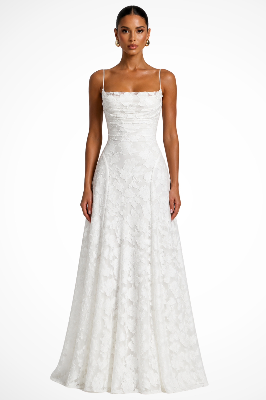 Women's Floral Brocade Cami Strap Wedding Guest Maxi Dress