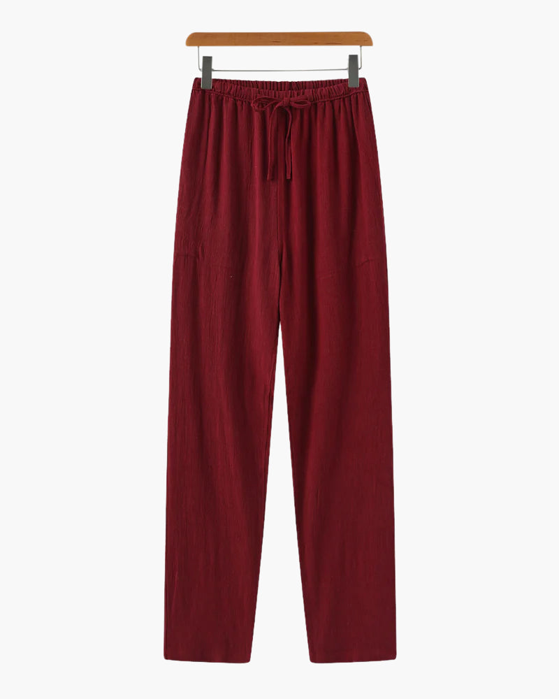 Men's Slim Fit Cotton Trousers Lightweight Casual Pants