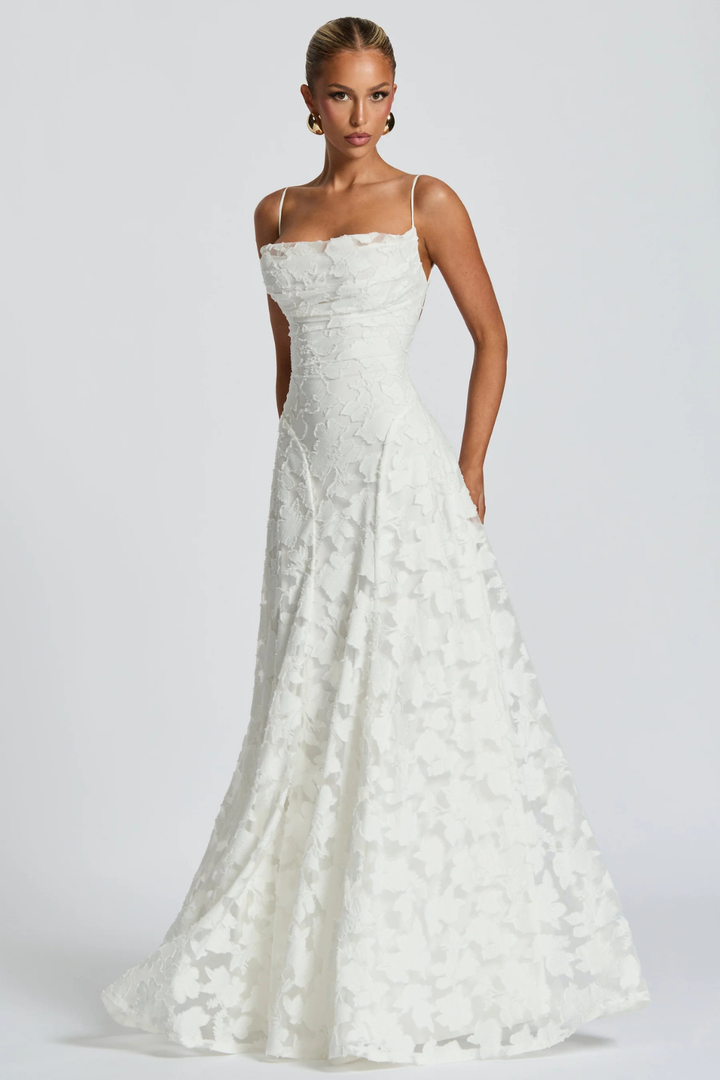 Women's Floral Brocade Cami Strap Wedding Guest Maxi Dress