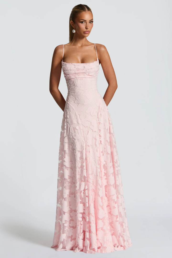 Women's Floral Brocade Cami Strap Wedding Guest Maxi Dress