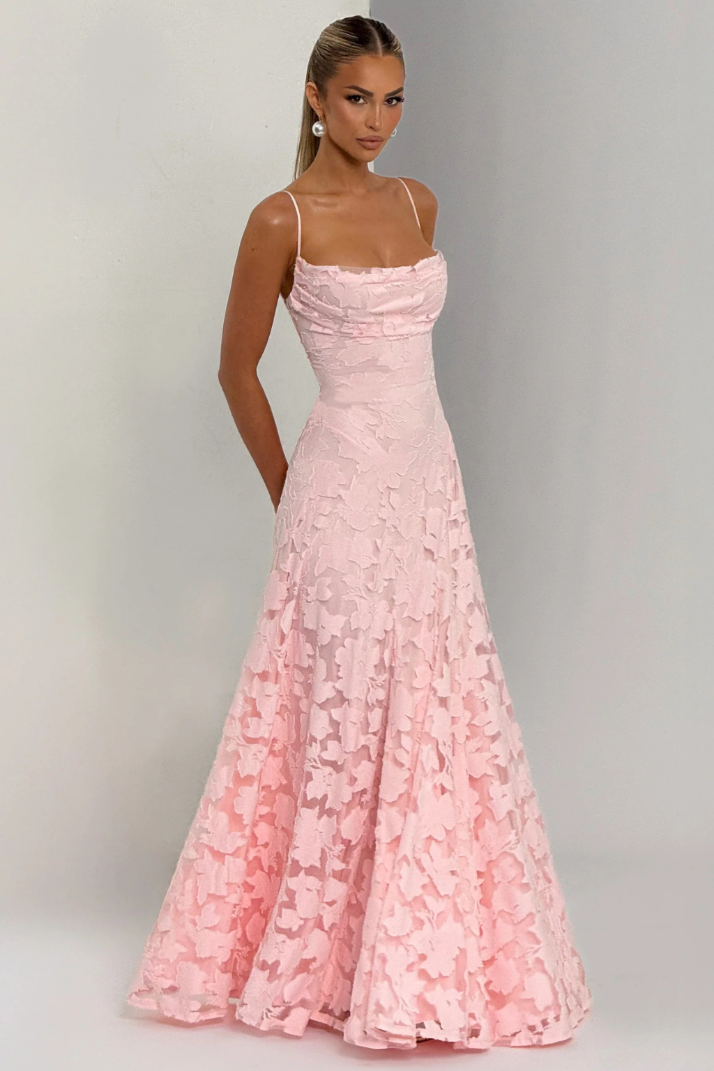 Women's Floral Brocade Cami Strap Wedding Guest Maxi Dress