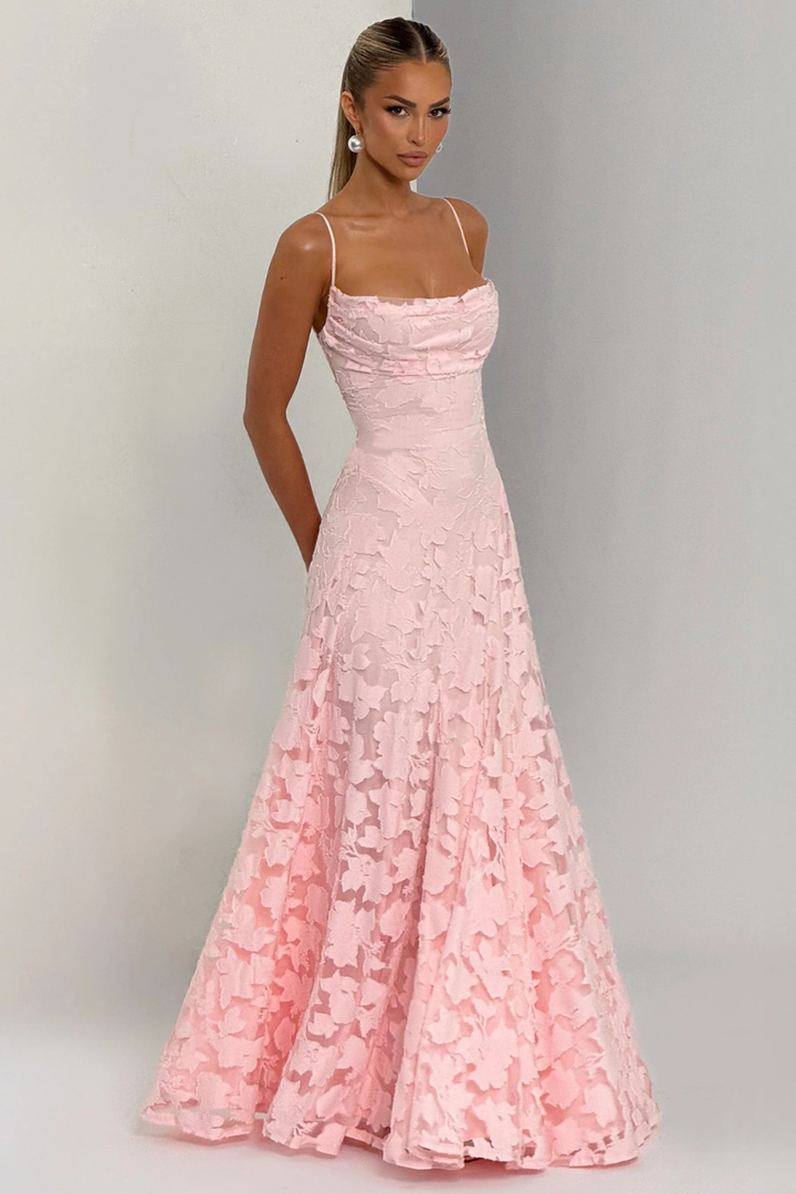 Women's Floral Brocade Cami Strap Wedding Guest Maxi Dress