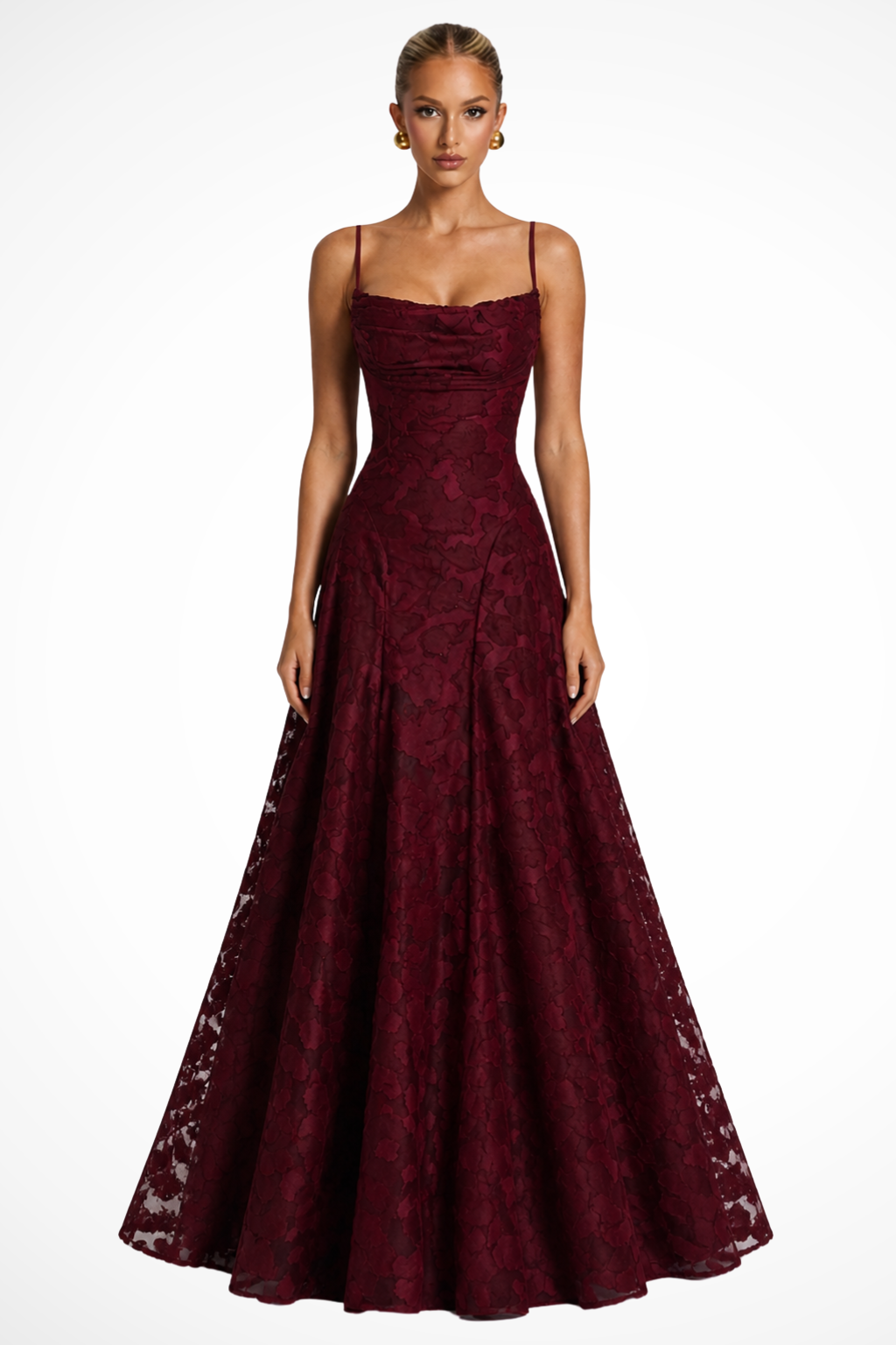 Women's Floral Brocade Cami Strap Wedding Guest Maxi Dress