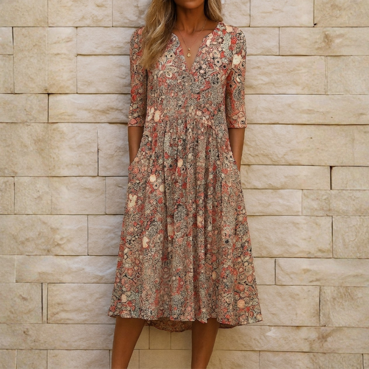 Elegant Dress with V-Neck