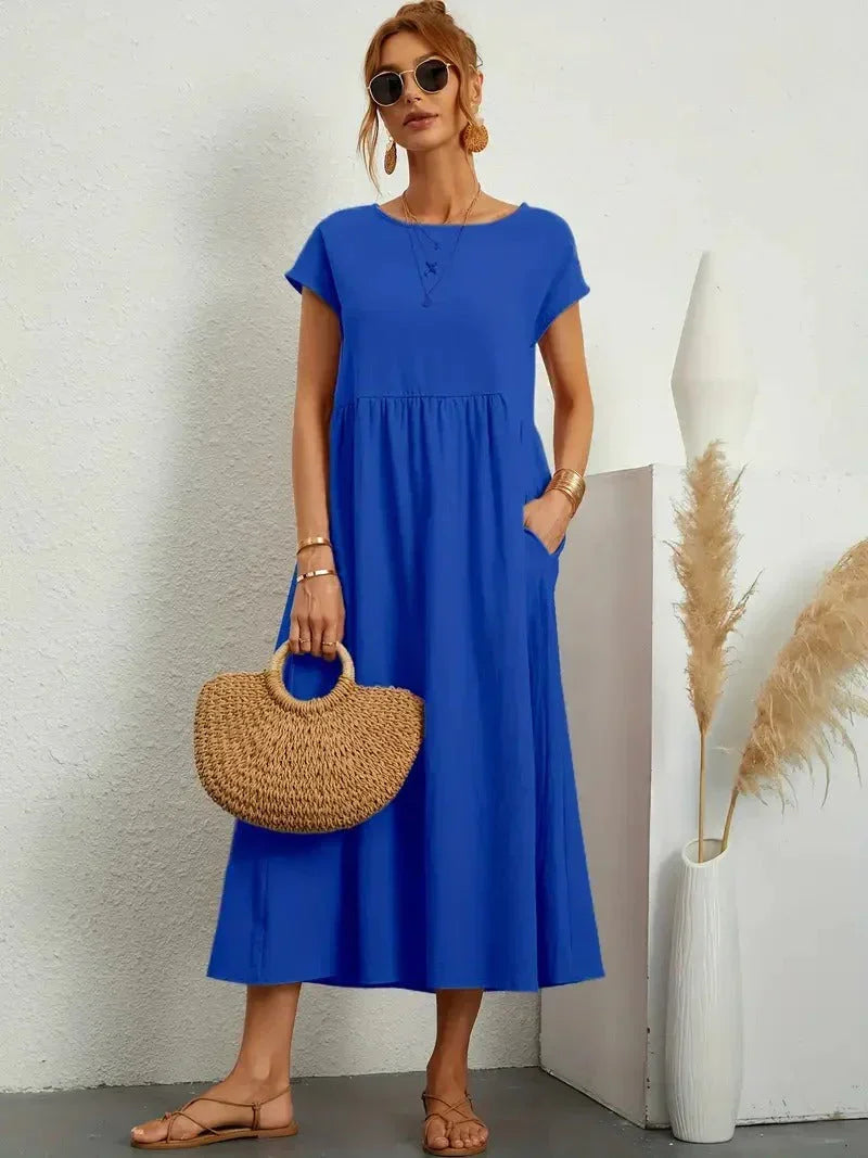 Women Elegant Short Sleeve Dress | Maxi