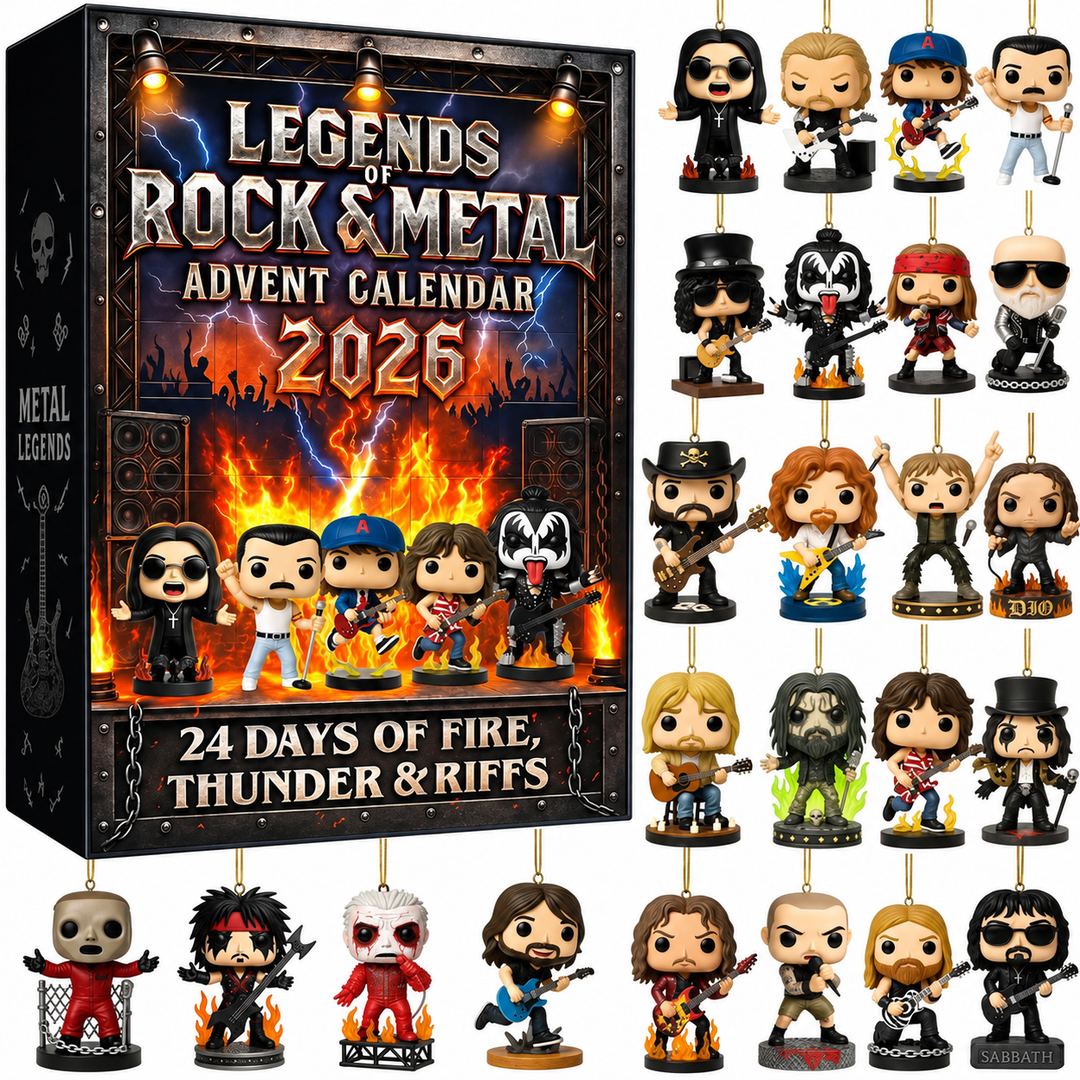 Rock Legends Advent Calendar 2026 | 24 Piece Music Icon Collectible Set with Rock Band Miniatures and Guitarist Figures