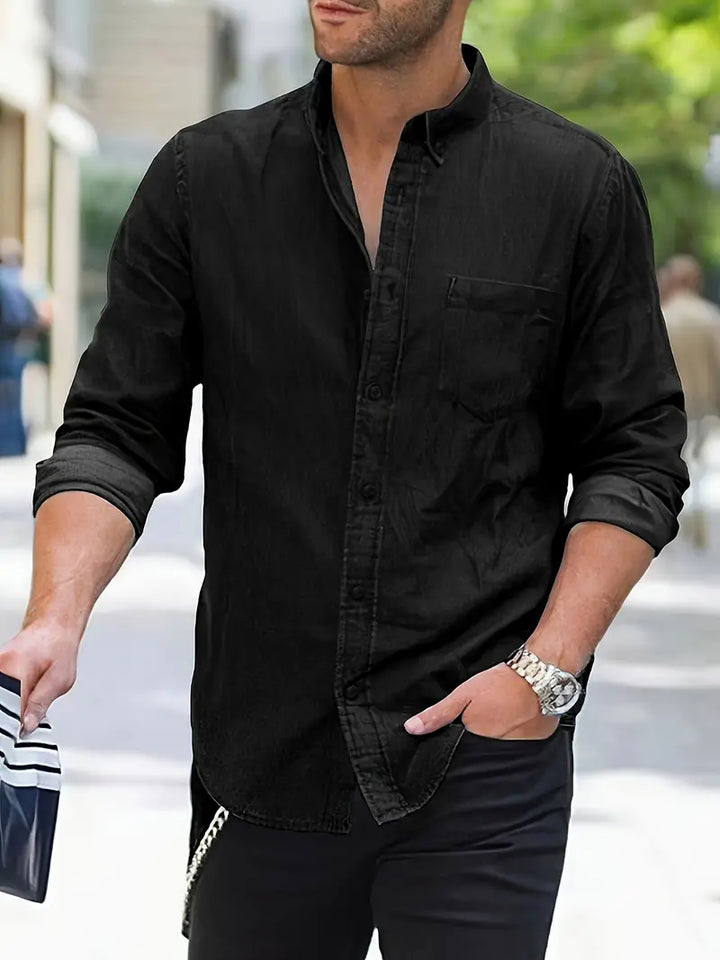 Men's Casual Denim Shirt Lightweight Classic Fit Style
