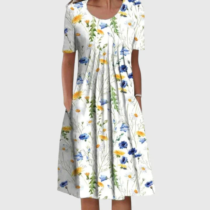 Elegant Tummy-Concealing Floral Dress