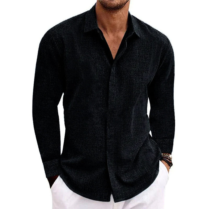 Men's Cotton Blend Long Sleeve Shirt Breathable Casual Top