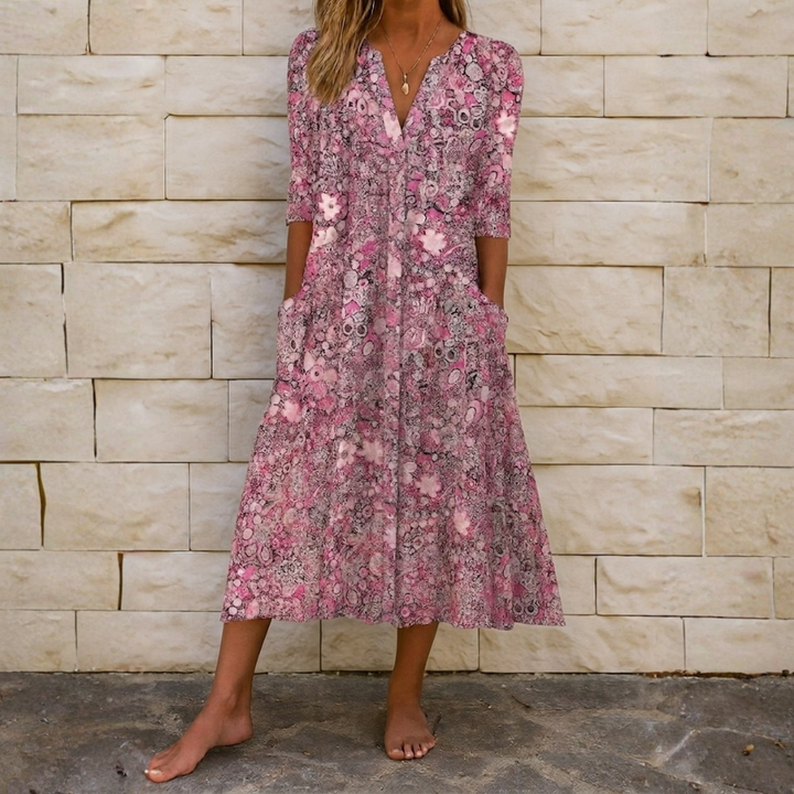 Elegant Dress with V-Neck
