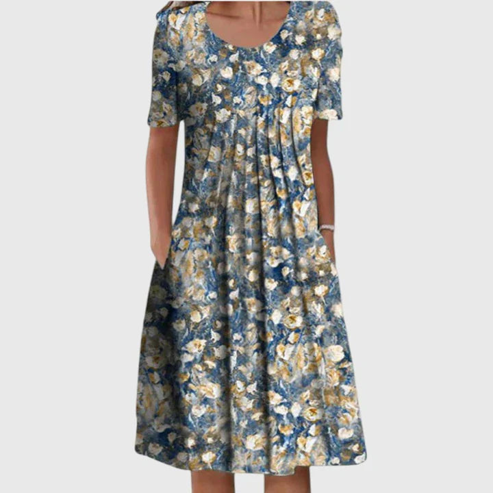 Elegant Tummy-Concealing Floral Dress