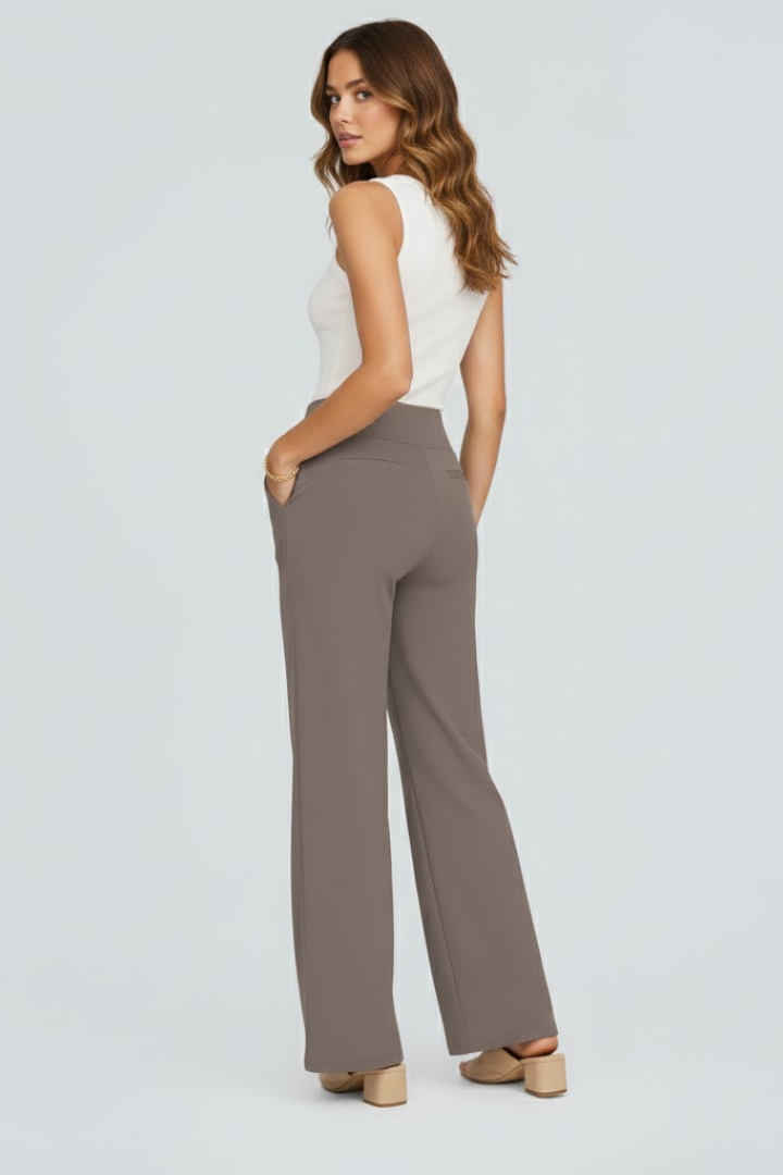Women's High-Waisted Wide-Leg Trousers with Side Pockets
