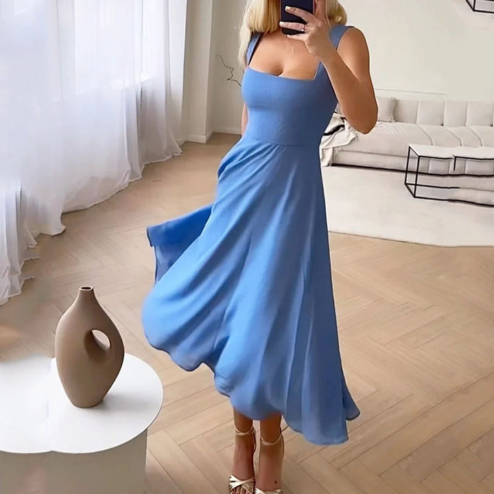 Women's Square Neckline Midi Wedding Dress