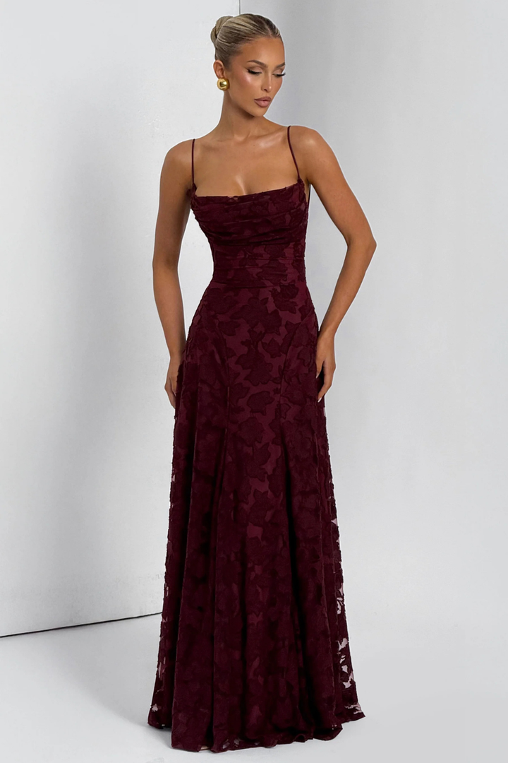 Women's Floral Brocade Cami Strap Wedding Guest Maxi Dress