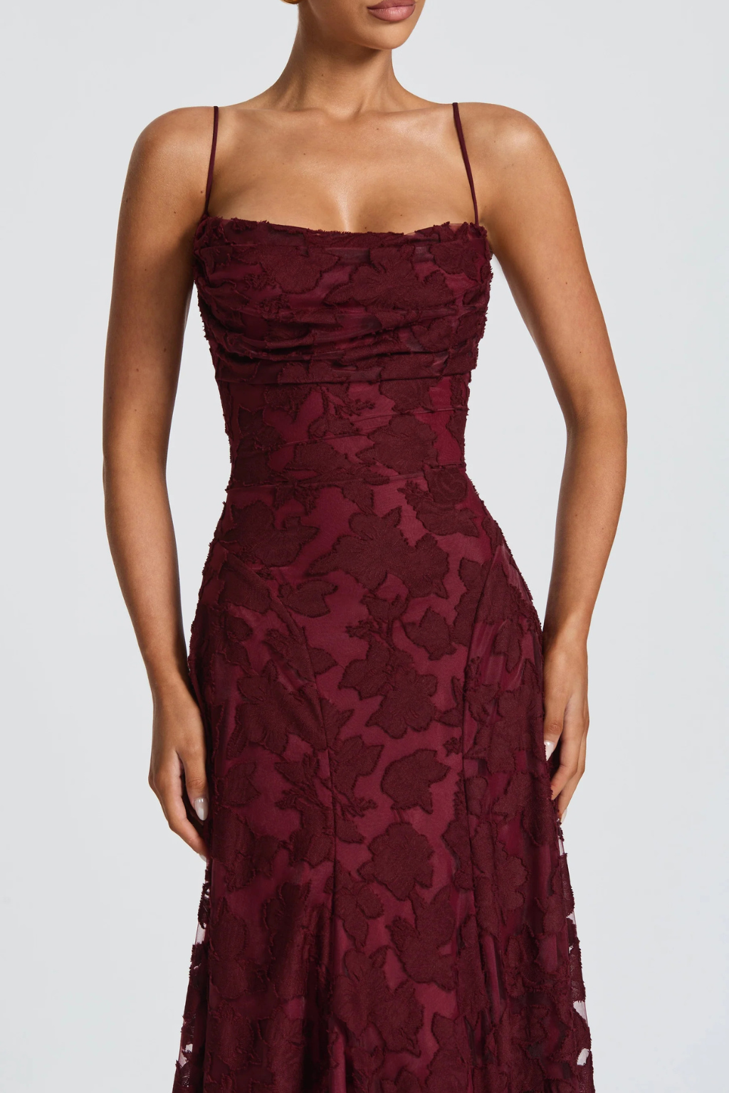 Women's Floral Brocade Cami Strap Wedding Guest Maxi Dress