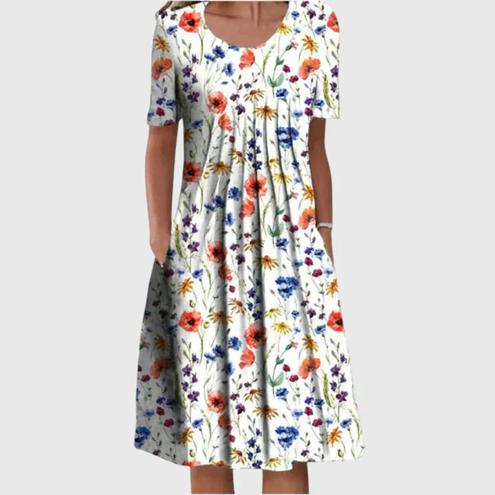 Elegant Tummy-Concealing Floral Dress