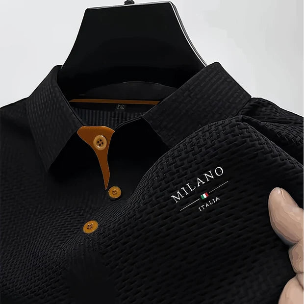 Men's Textured Polo Shirt | Regular Fit Knit Polo Top | Breathable Short Sleeve Shirt | Smart Casual Everyday Wear