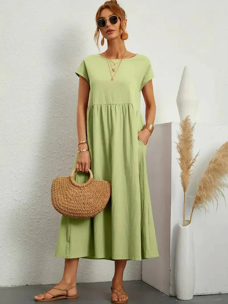 Women Elegant Short Sleeve Dress | Maxi