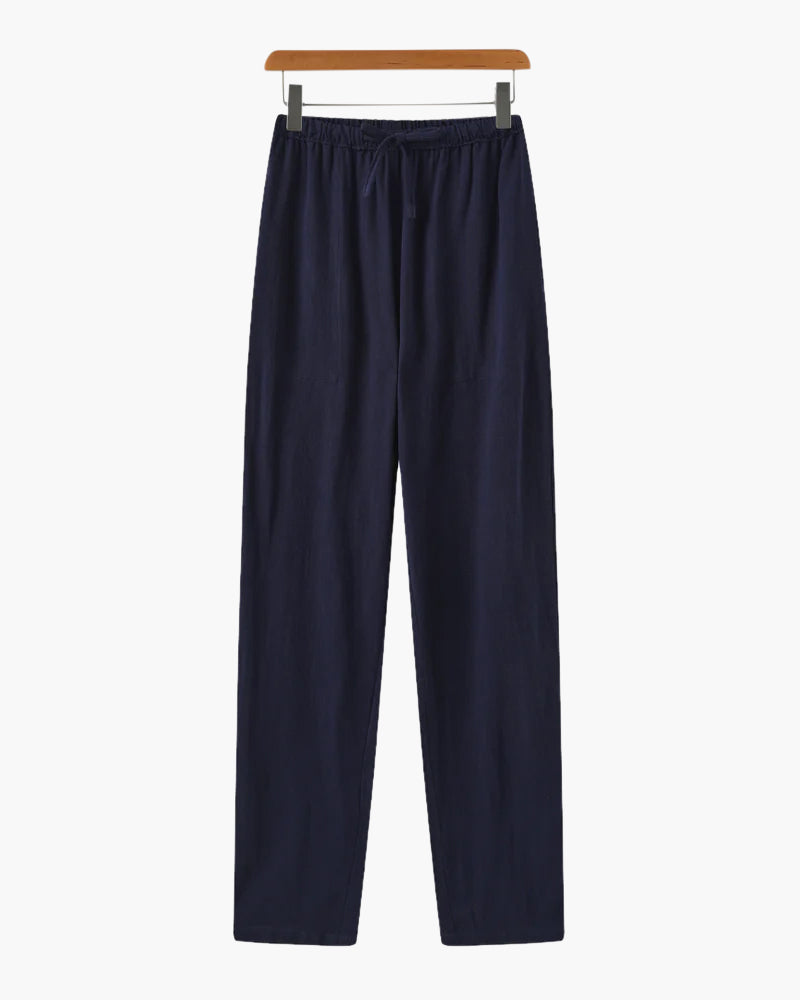 Men's Slim Fit Cotton Trousers Lightweight Casual Pants