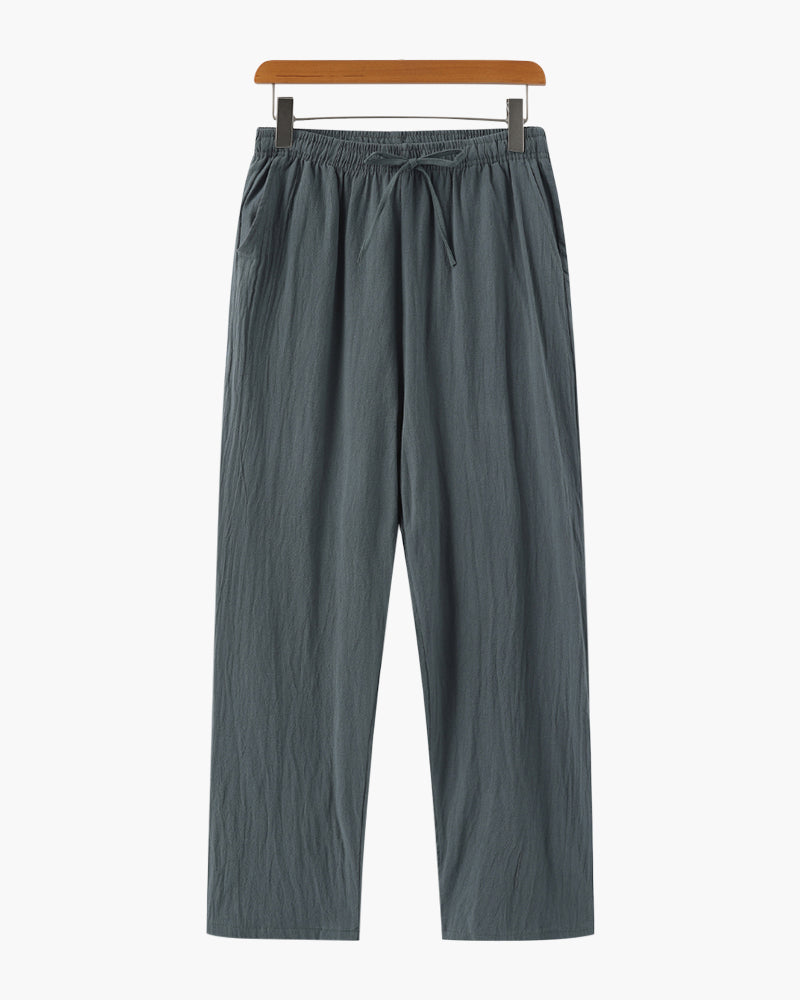 Men's Lightweight Summer Cotton Pants with Drawstring