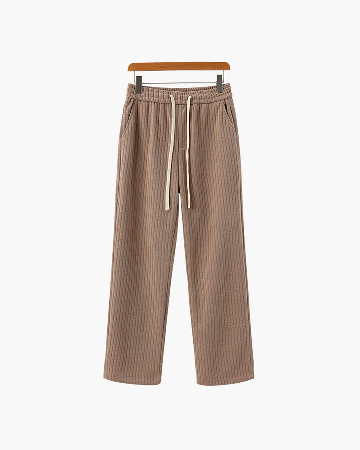 Men's Casual Corduroy Trousers Wide Leg Elastic Waist
