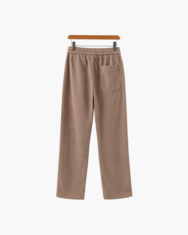 Men's Casual Corduroy Trousers Wide Leg Elastic Waist