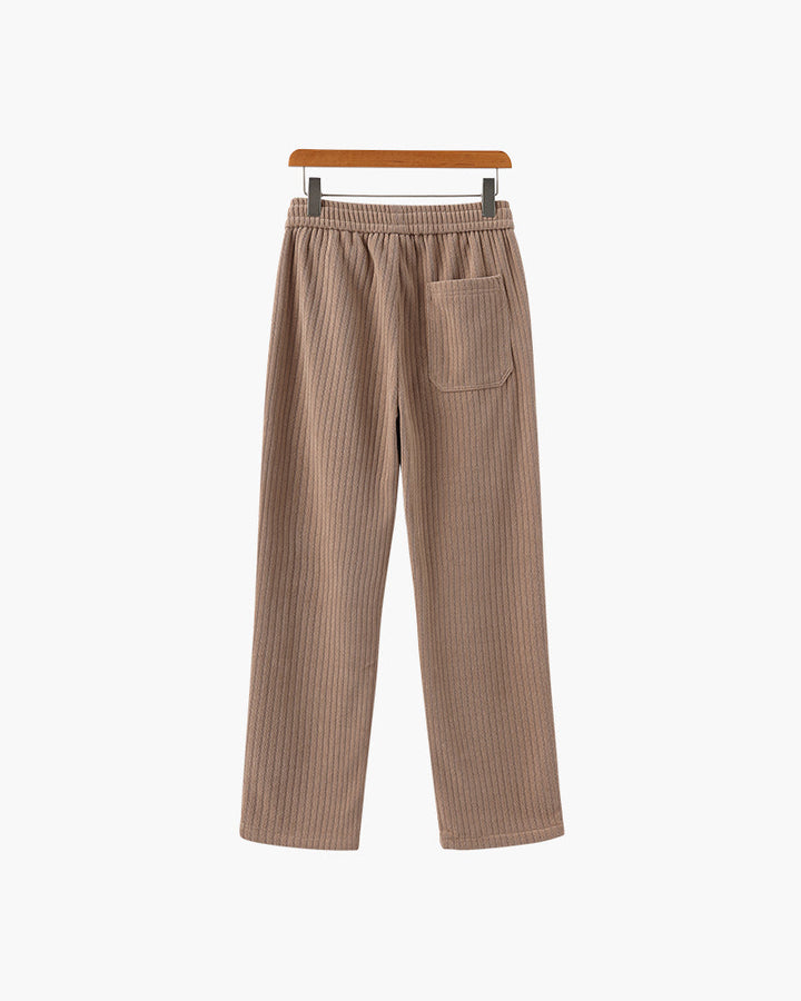 Men's Casual Corduroy Trousers Wide Leg Elastic Waist