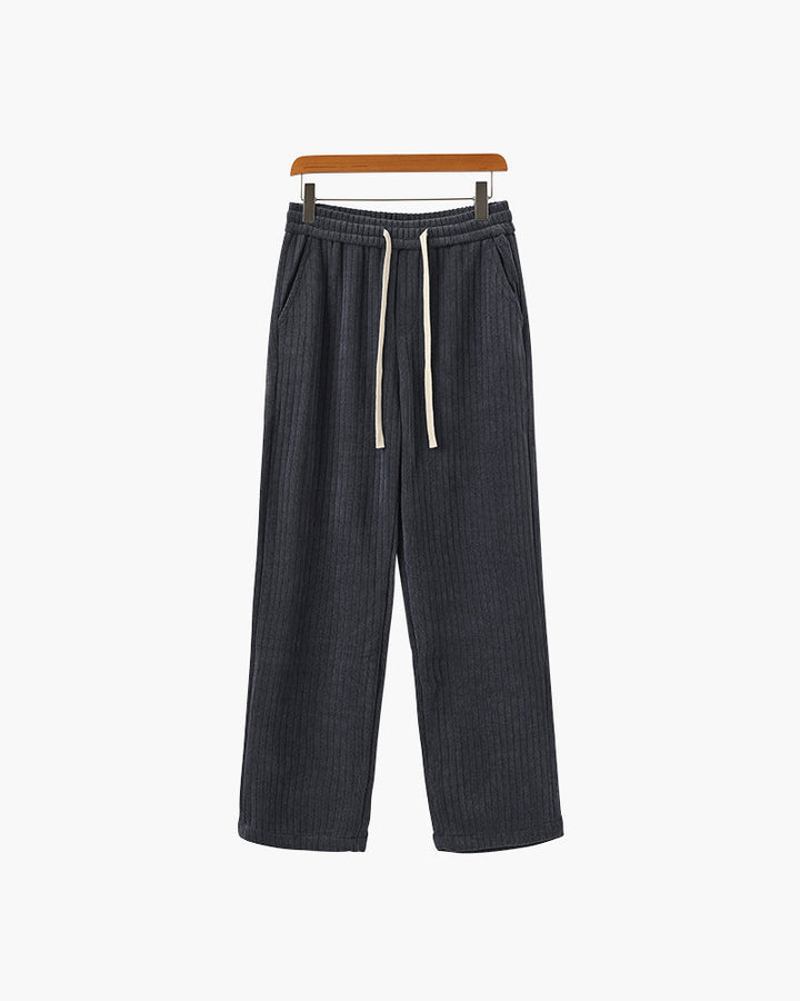 Men's Casual Corduroy Trousers Wide Leg Elastic Waist