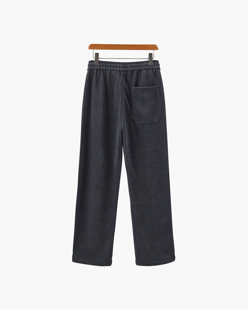 Men's Casual Corduroy Trousers Wide Leg Elastic Waist