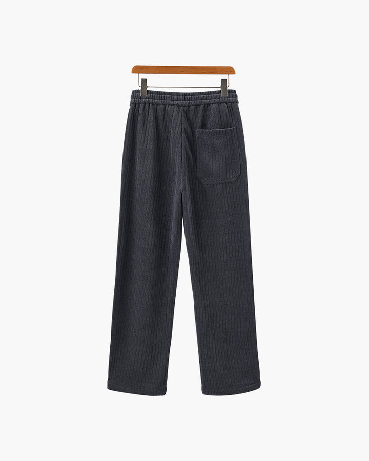 Men's Casual Corduroy Trousers Wide Leg Elastic Waist