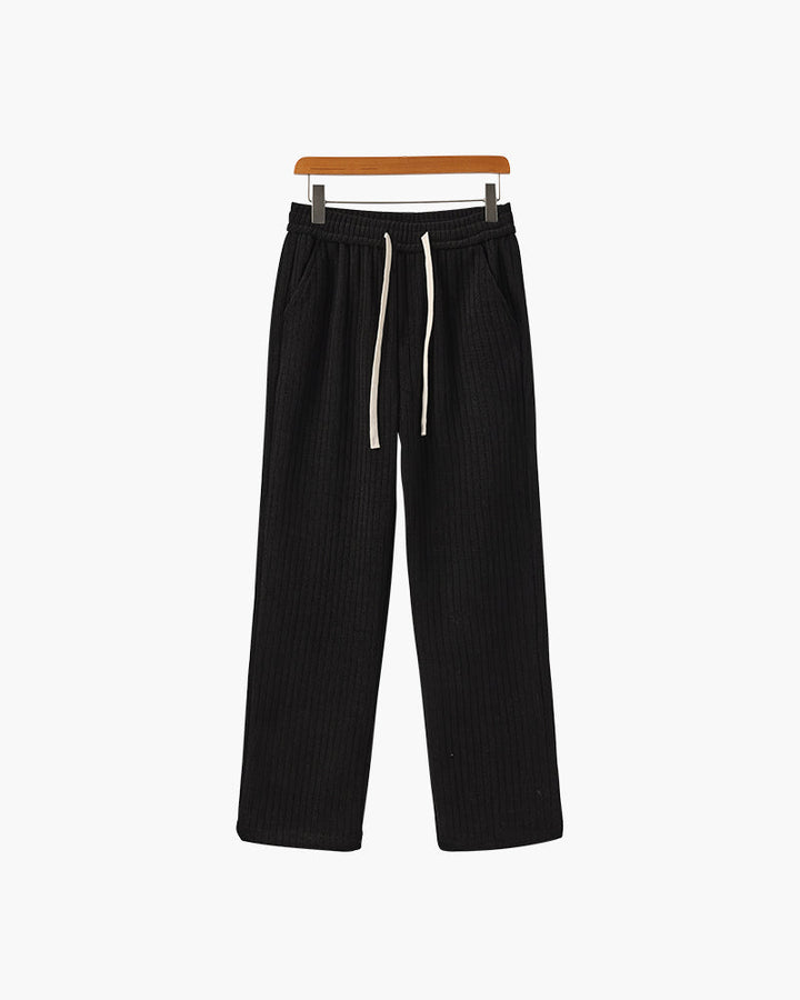 Men's Casual Corduroy Trousers Wide Leg Elastic Waist