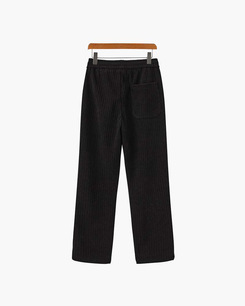 Men's Casual Corduroy Trousers Wide Leg Elastic Waist