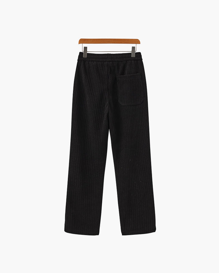 Men's Casual Corduroy Trousers Wide Leg Elastic Waist