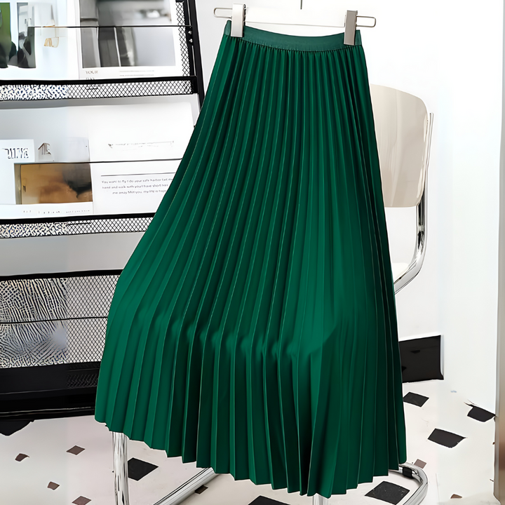 Satin Pleated High-Waist Skirt