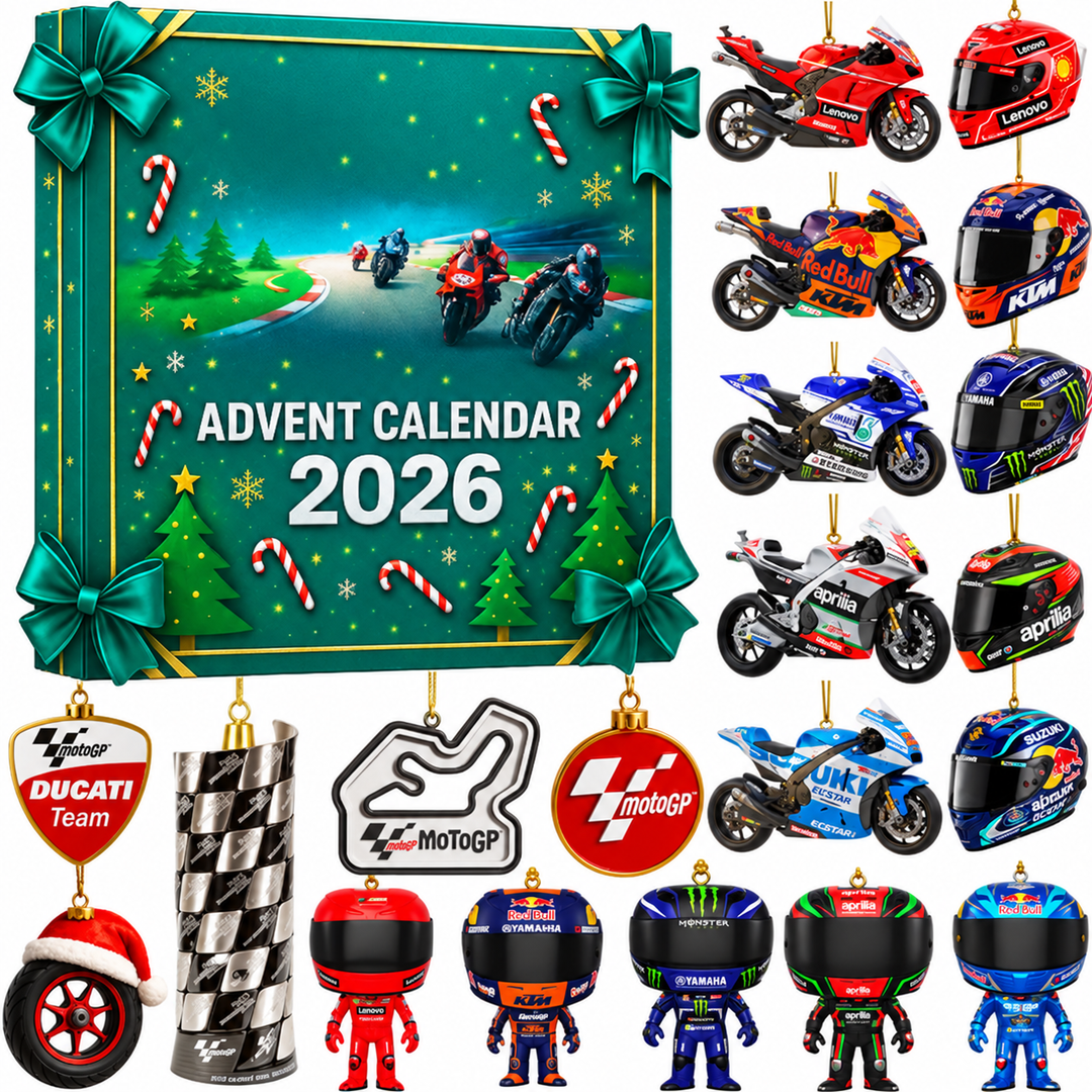 2026 MotoGP Advent Calendar for Racing Fans - Includes 24 Collectible Mini Motorcycles, Helmets, and Team Accessories for