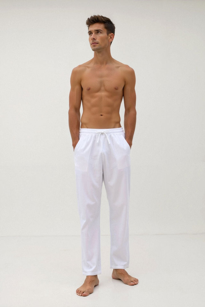 Men's Breathable Cotton Jogging Pants with Drawstring