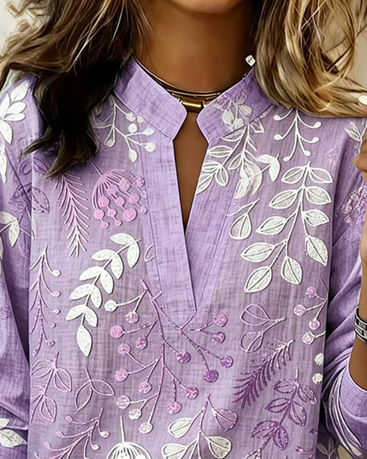 Floral Print Blouse with High Neck