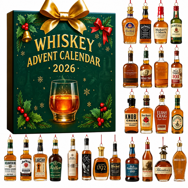24-Day Whisky Advent Calendar 2026 | Decorative Mini Bottle Christmas Ornaments | Holiday Countdown Gift for Whiskey Lovers
