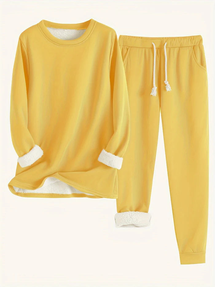 Women's Thermal Set | Solid Color Two-Piece | Warm & Comfortable
