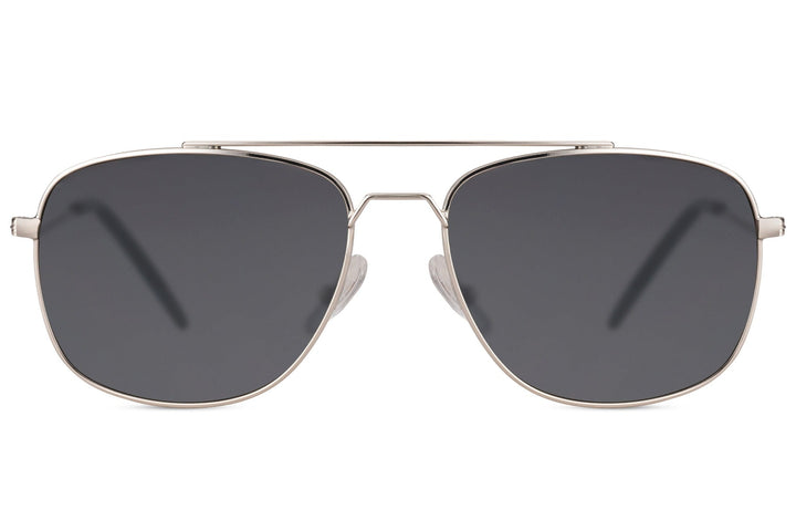 Men's Eco-Friendly Aviator Sunglasses Silver Frame Black Lenses