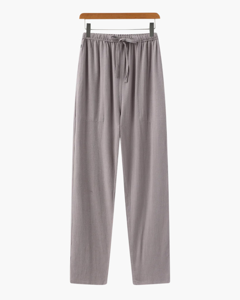 Men's Slim Fit Cotton Trousers Lightweight Casual Pants