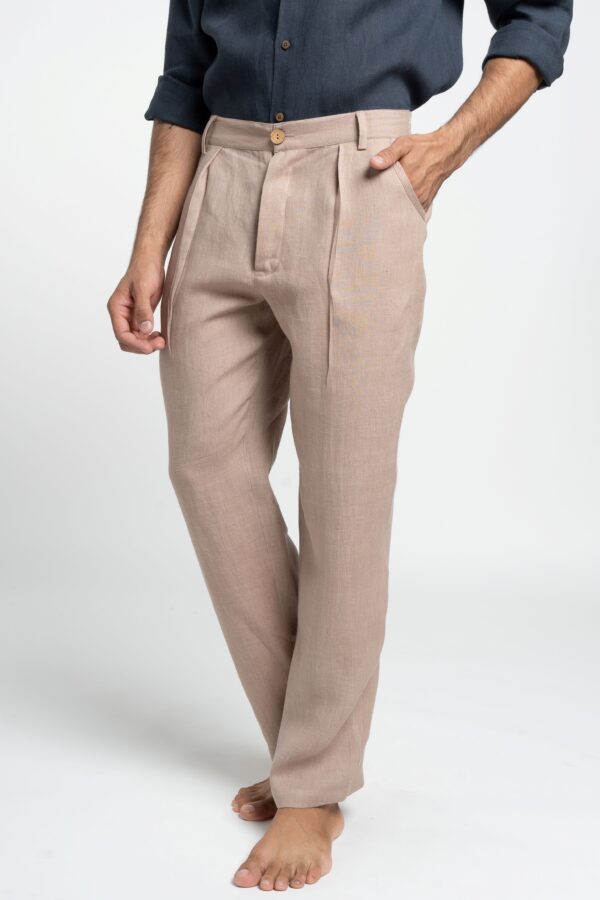 Men's Elegant Cotton Blend Trousers High Waist Straight Fit