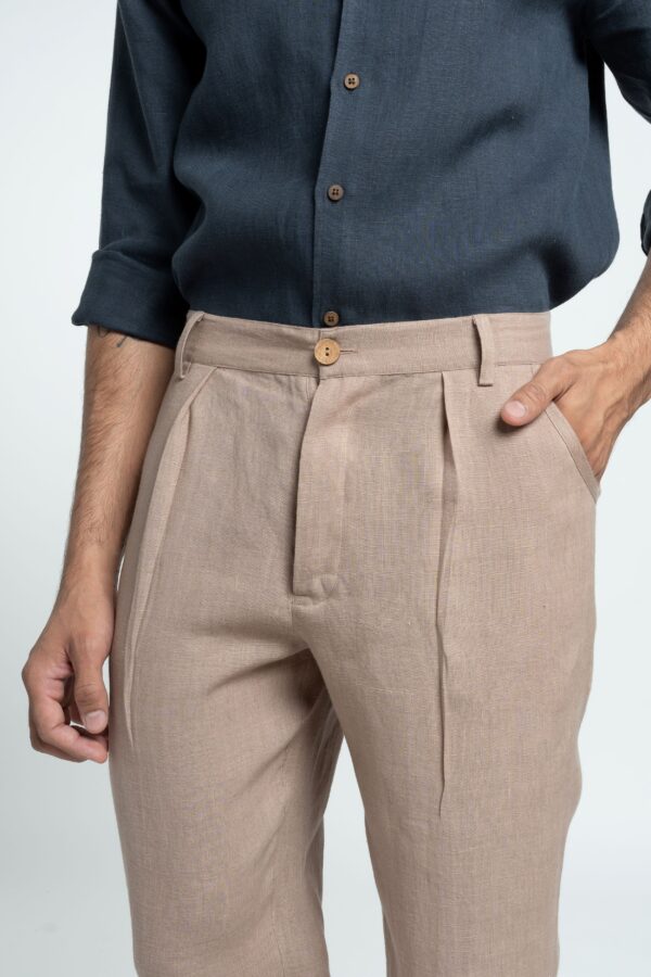 Men's Elegant Cotton Blend Trousers High Waist Straight Fit