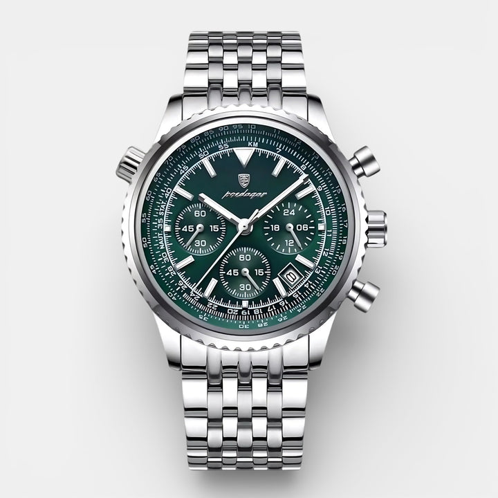 Men’s Quartz Watch Stainless Steel Emerald Dial