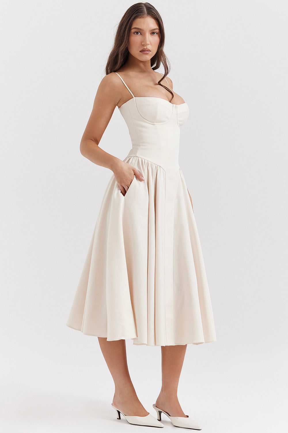 Corset Adjustable Spaghetti Strap Midi Dress