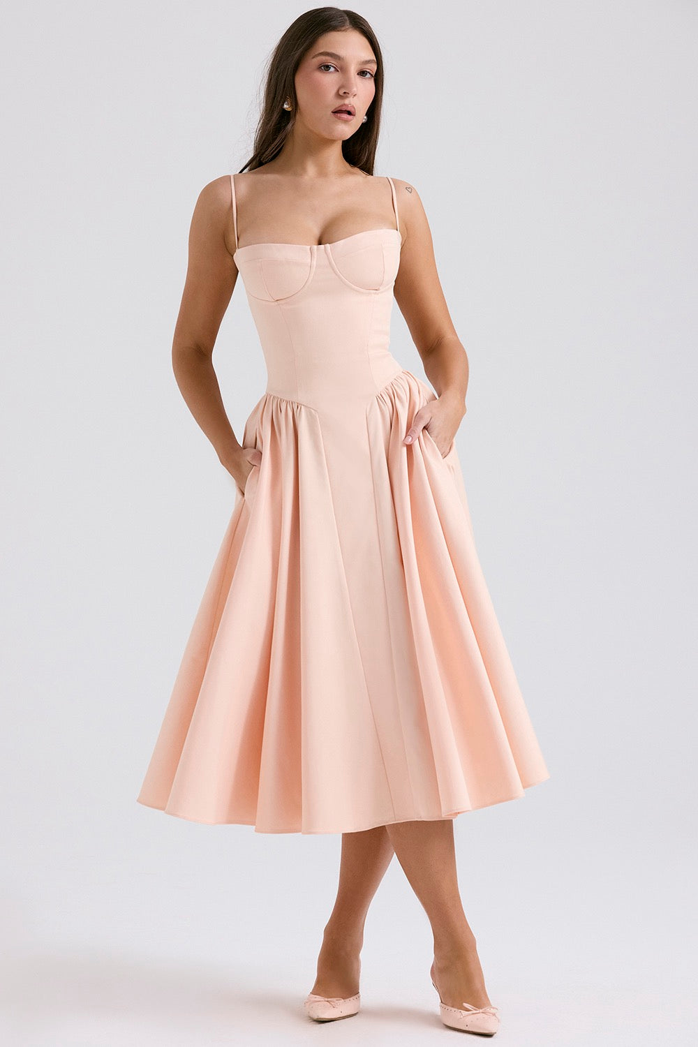 Corset Adjustable Spaghetti Strap Midi Dress