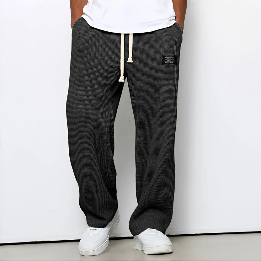 Men's Relaxed Wide-Leg Trousers with Drawstring Waist