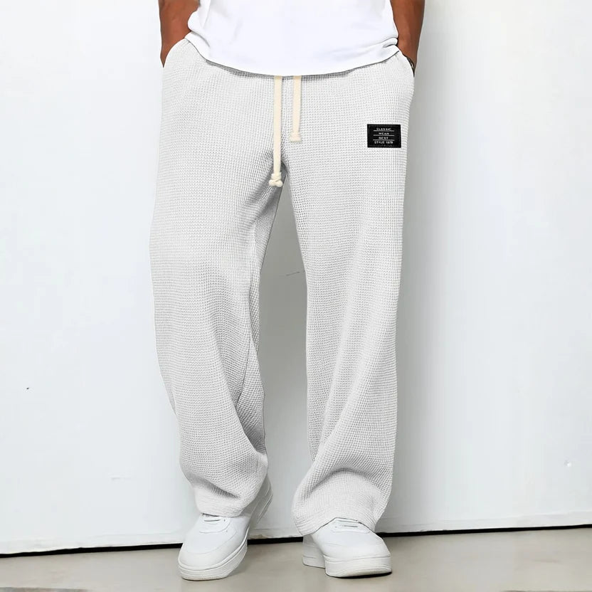 Men's Relaxed Wide-Leg Trousers with Drawstring Waist