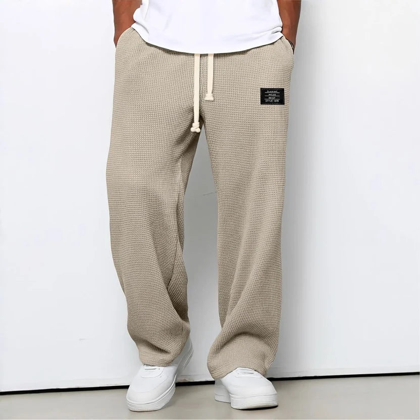 Men's Relaxed Wide-Leg Trousers with Drawstring Waist